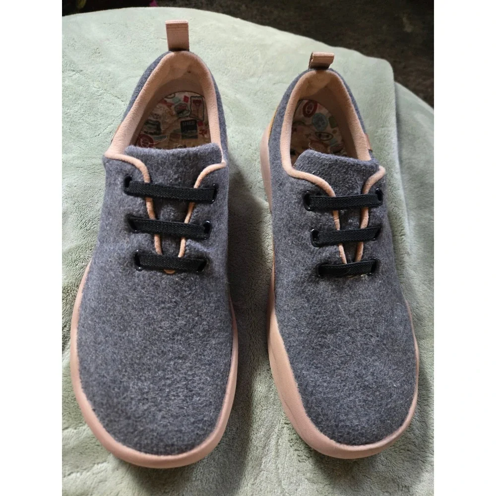 UIN Footwear Grey Wool Travel Loafers Bungee Lace Shoes Mens 10 Womens 11.5
